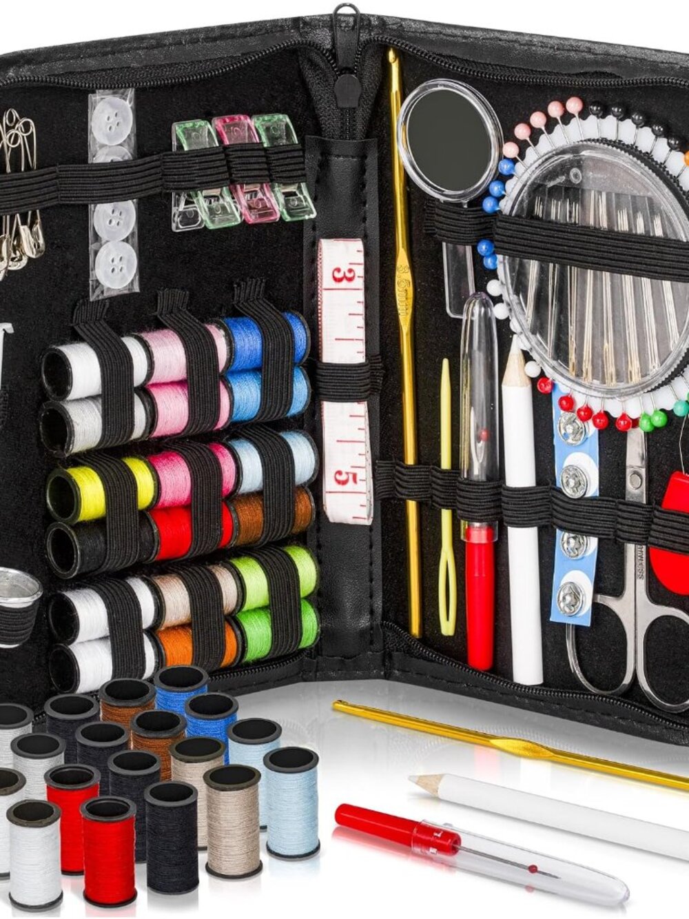 142-Piece Travel Sewing Kit for Adults & Kids, Small Needle & Thread Kit